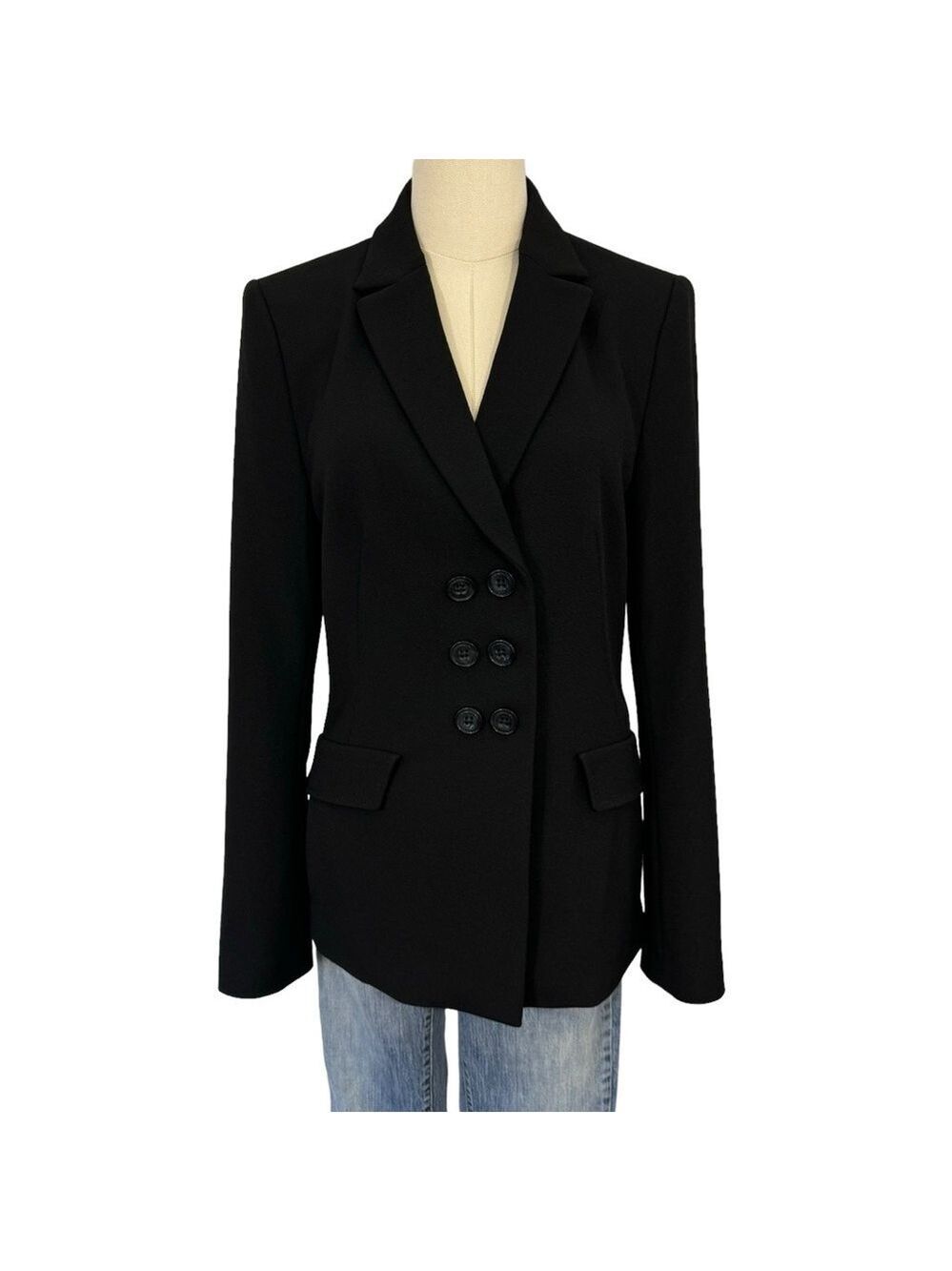 Tailored Black Double-Breasted Women's Suit Jacket